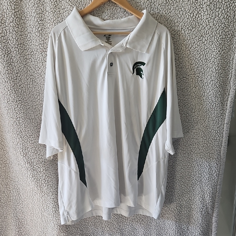 Pro Player White Polo with Green Accents Size 3XL